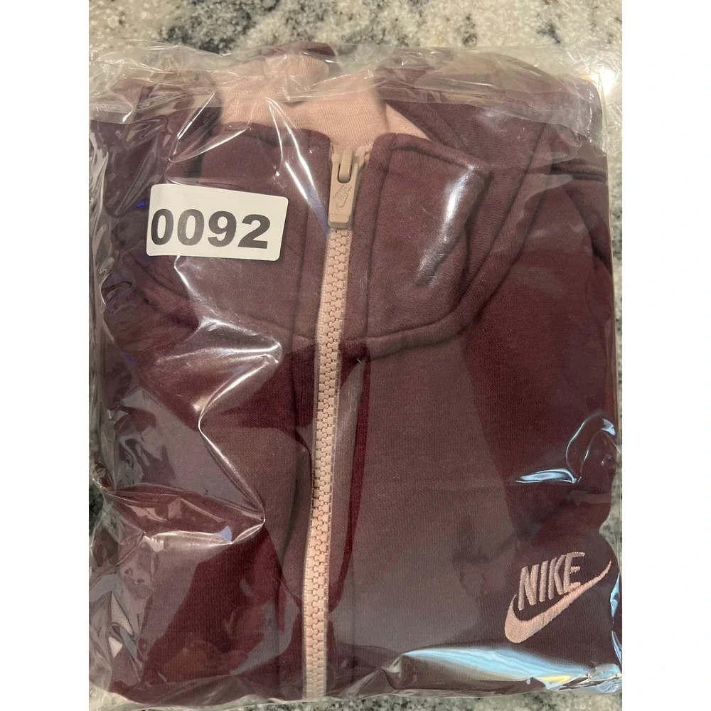 Nike‎ Mens Club Fleece size Lg Quarter Zip Colorblock Pullover Plum Navy retro